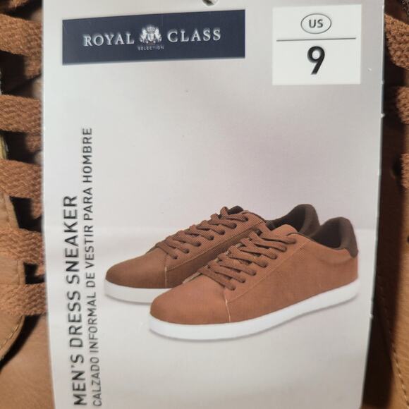 Royal Class Men's Dress Sneaker Size 9 Vegan Leather Casual Brown Lace Up Casual - Picture 8 of 11